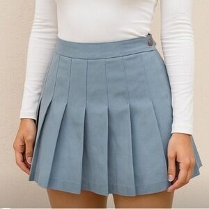 H&M Divided Pleated Mini Skirt Size 2 Blue School Girl Casual‎ Classic Modest